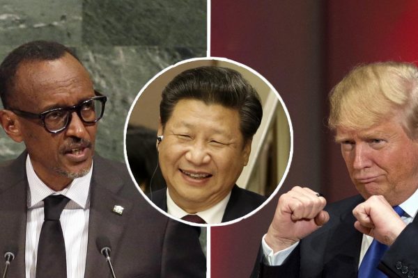 נשיא ארה"ב דונלד טראמפ, נשיא רואנדה פול קגאמה ונשיא סין סי ג'פנינג (צילום: AP)