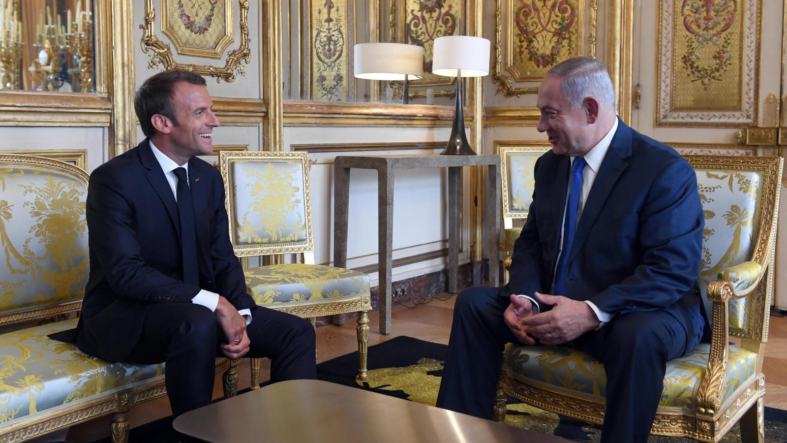 נשיא צרפת עמנואל מקרון וראש ממשלת ישראל בנימין נתניהו (חיים צח לע&quot;מ)