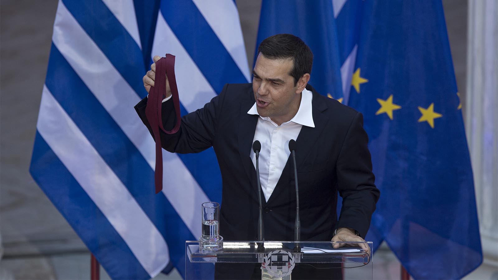 ראש הממשלה היווני, אלכסיס ציפרס. ארכיון (AP Photo/Petros Giannakouris)