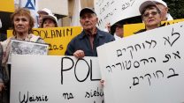 מחאה נגד החוק הפולני, פברואר 2018 (תומר ניוברג/פלאש90)