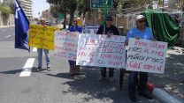 מאהל המחאה של השוטרים, הסוהרים וגמלאי המשטרה והשב"ס מול בית רה"מ (צילום: ניצן צבי כהן).