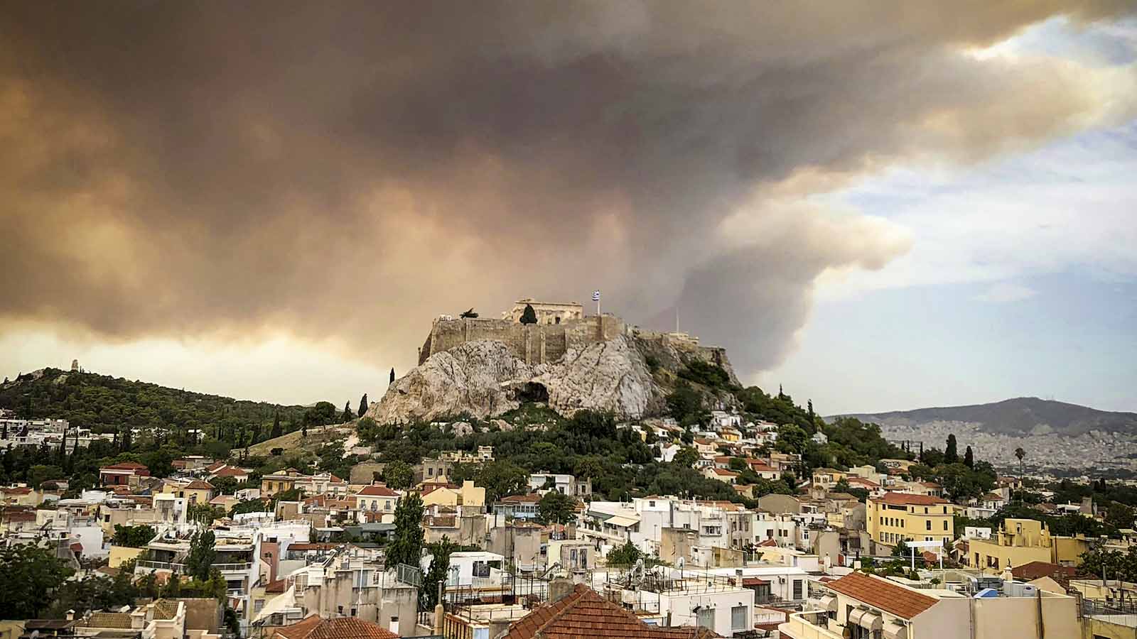 שריפת יער ביוון ממערב לאתונה (צילום: AP Photo/Theodora Tongas).