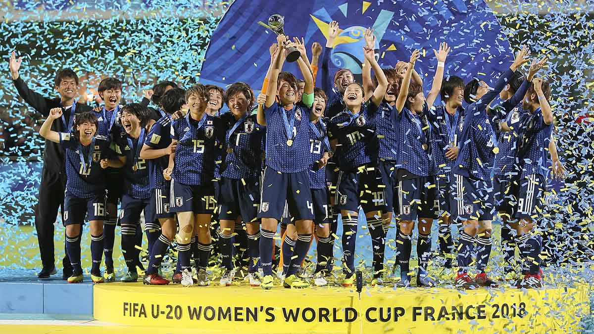נבחרת יפן, אלופות העולם לשנת 2018 בכדורגל לנשים עד גיל 20 (AP Photo/David Vincent)
