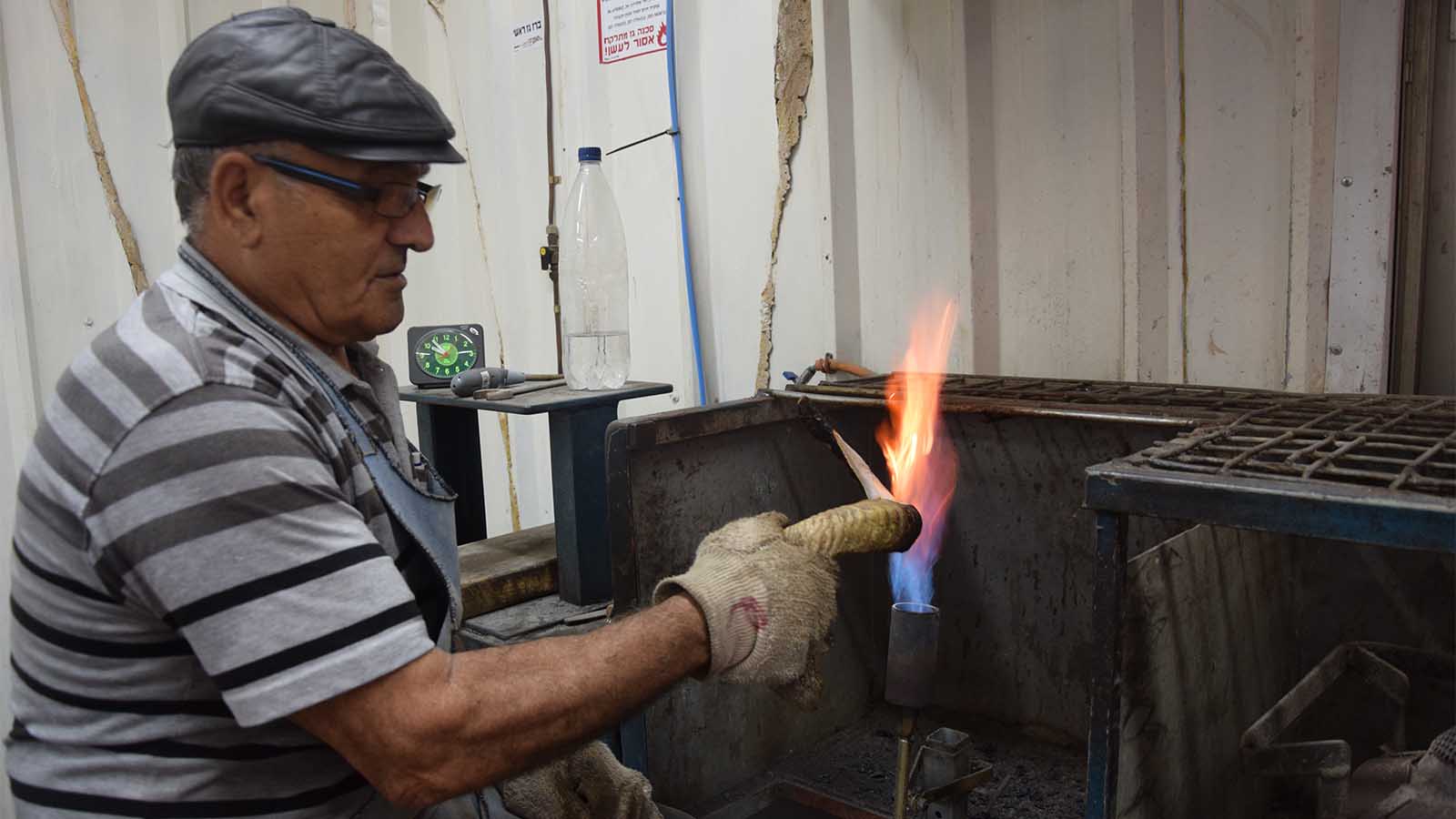 The shofar making factory in the Golan Heights. Credit: Yael Elnatan