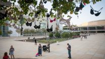 מיצג ציבורי כחלק מקמפיין להעלאת מודעות לסרטן השד, תל אביב 2017 (מרים אלסטר  פלאש90)