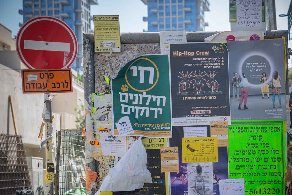 מודעת בחירות לרשימת ׳חילונים ירוקים׳ בתל-אביב (צילום: מרים אלסטר / פלאש 90).