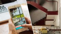 אפליקציית airbnb וחדר מדרגות הרוס (צילום אילוסטרציה, Worawee Meepian / Shutterstock.com).
