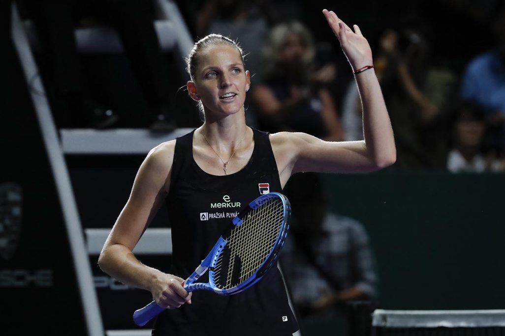 הטניסאית קרולינה פלישקובה. (AP Photo/Vincent Thian)