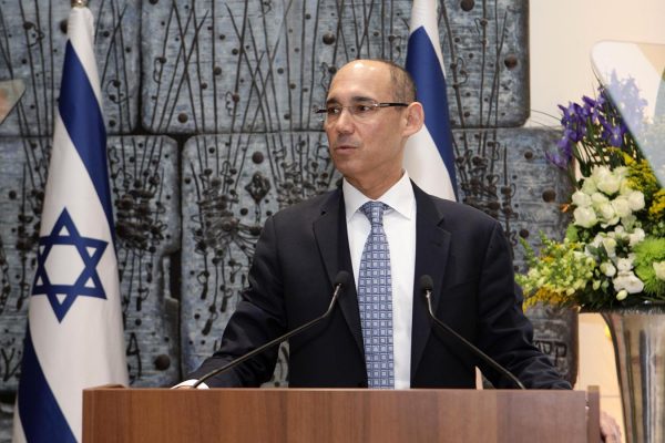 נגיד בנק ישראל, פרופ' אמיר ירון, בטקס המינוי שנערך הבוקר בבית הנשיא. 24 בדצמבר 2018 (דוברת בנק ישראל)