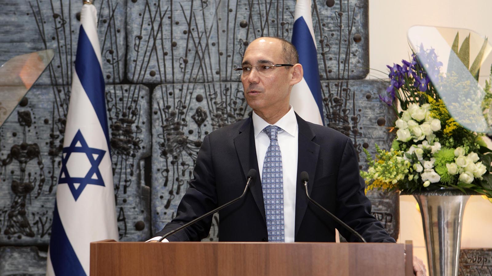 נגיד בנק ישראל, פרופ' אמיר ירון, בטקס המינוי שנערך הבוקר בבית הנשיא. 24 בדצמבר 2018 (דוברת בנק ישראל)