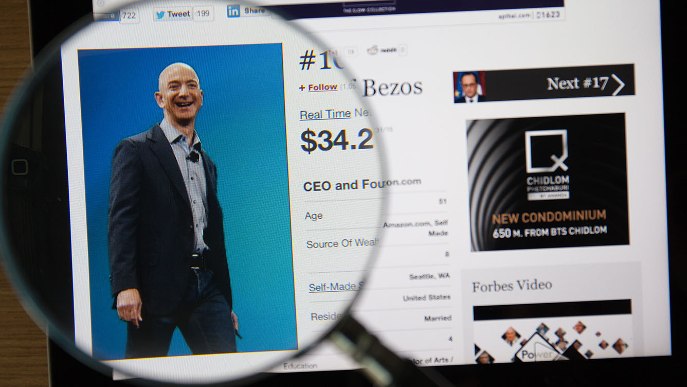 ג'ף בזוס, מנכ&quot;ל אמזון. הונו גדל השנה ב-70 מיליארד דולרים (צילום: shuttrstock).