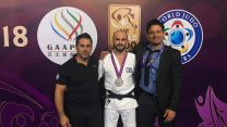 ברוך שמאילוב לאחר הזכייה במדליית הכסף באליפות מאסטרס בגוואנג'ו, סין, 15 בדצמבר 2018 (איגוד הג'ודו בישראל)