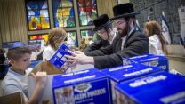 אריזת חבילות מזון לקראת פסח (צילום: מרים אלסטר / פלאש 90).