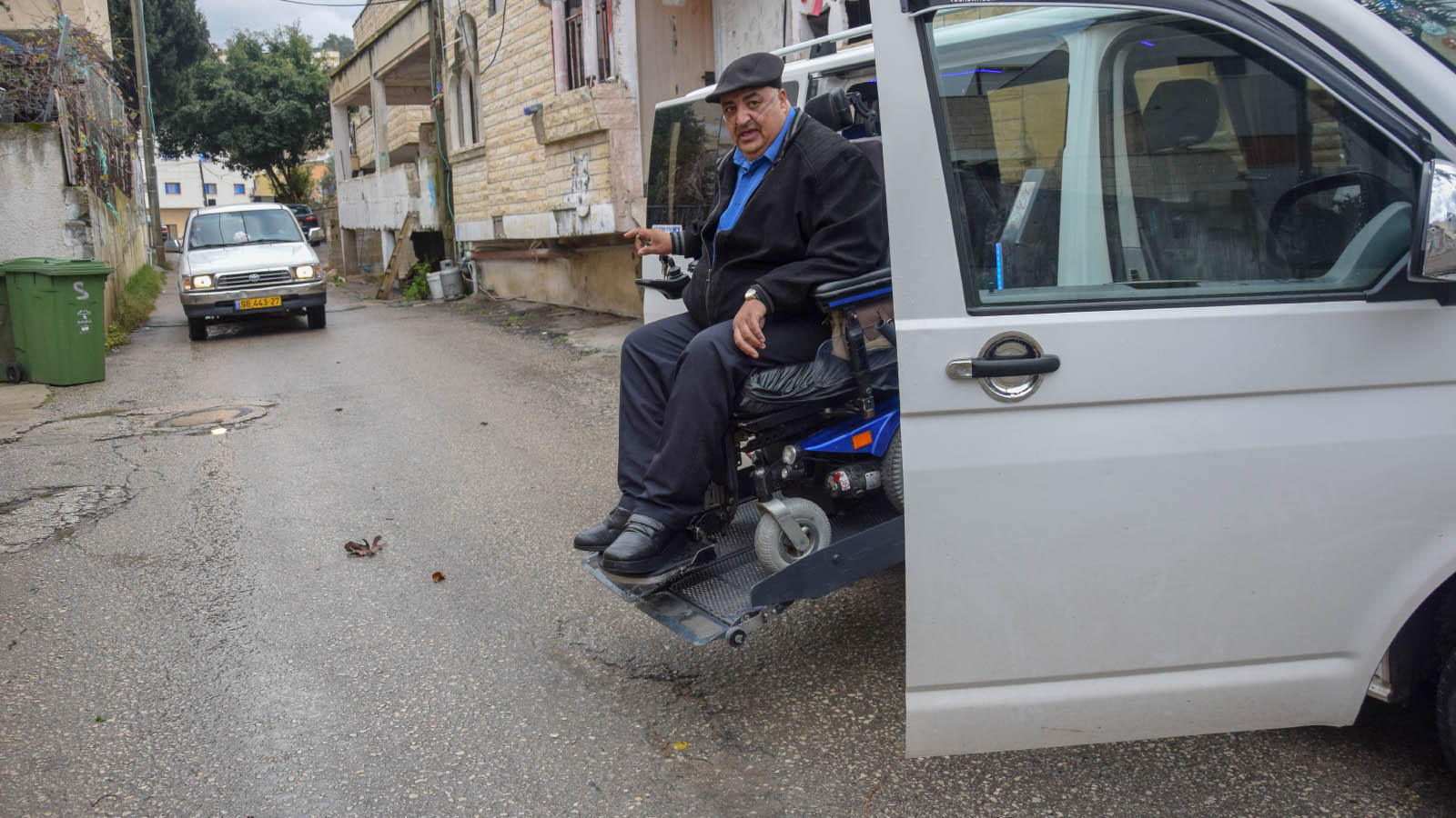 Khaled Mahamid, in his town, Umm-el Fahem. lack of infrastrucure makes mobility even harder (Yael Elnatan)