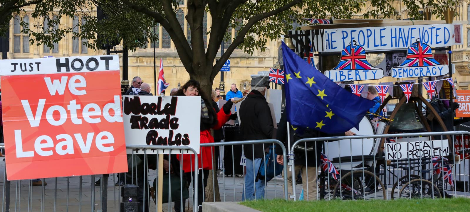 בריטים מפגינים בעד הברקזיט מול הפרלמנט. 9 בינואר 2018 (Photo by Dinendra Haria/SOPA Images/LightRocket via Getty Images)