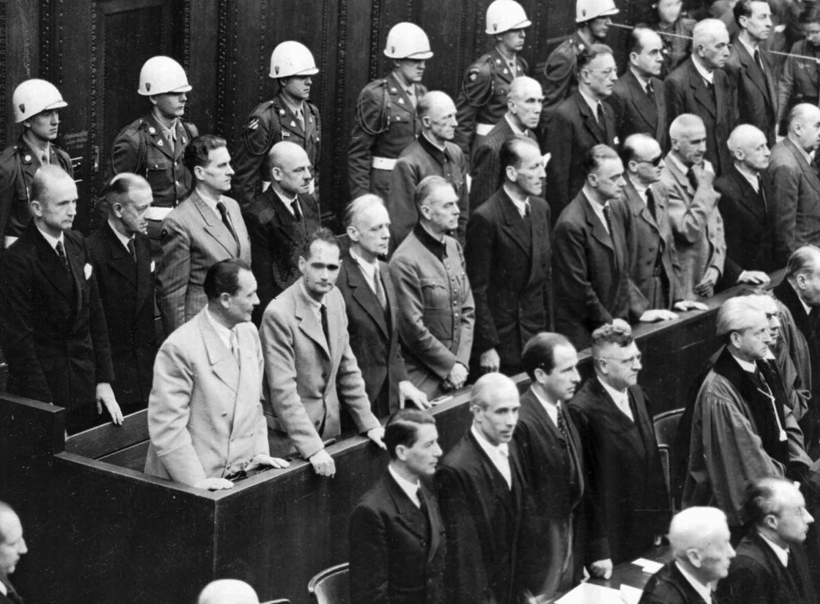 הנאשמים במשפטי נירנברג, במהלך המשפט. ינואר 1946 (AP Photo)