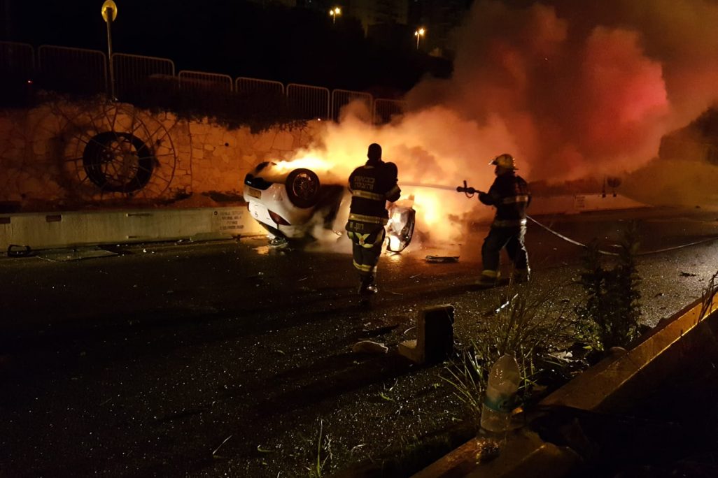 תאונת הדרכים הקטלנית בצומת הצ'ק פויינט, 11 בינואר 2019 (צילום: דוברות המשטרה)