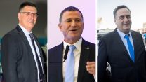 ישראל כ"ץ, יולי אדלשטיין וגדעון סער. (יונתן זינדל/נועם רווקין פנטון/פלאש90)