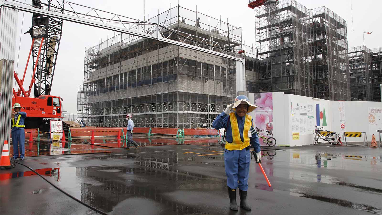 אתר בניה אולימפידת טוקיו 2020. (AP Photo/Shuji Kajiyama)