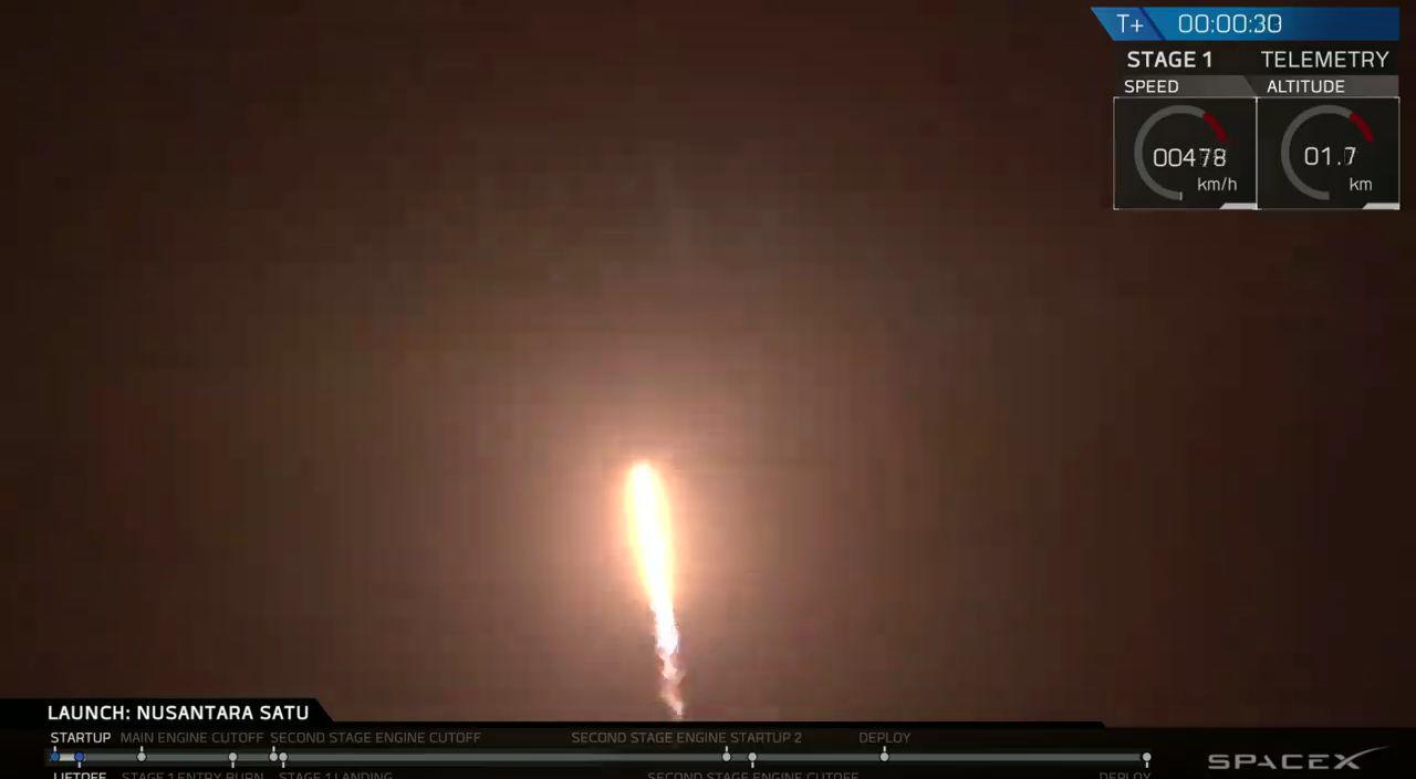 שיגור טיל &quot;פלקון 9&quot; של חברת spaceX הנושא את גשושית החלל הישראלית &quot;בראשית&quot; (צילום: אתר SpaceX).