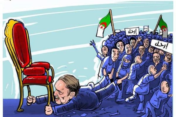 קריקטורה על שליט אלג'יר (מתוך טוויטר)