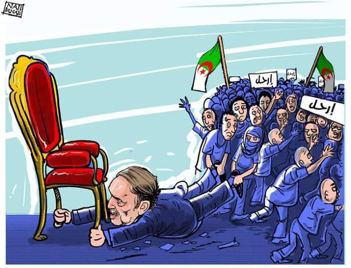 קריקטורה על שליט אלג'יר (מתוך טוויטר)