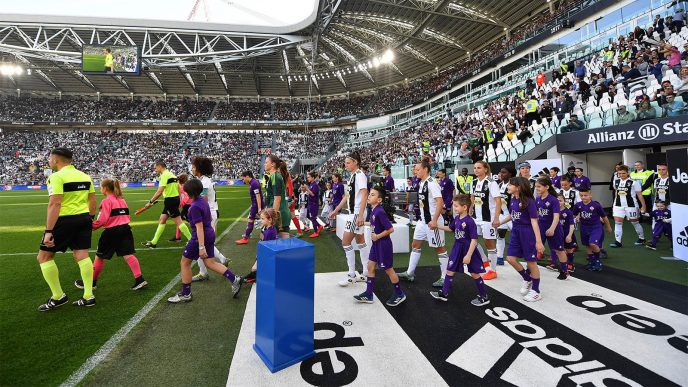 המשחק בין יובנטוס לפיורנטינה בליגת העל בכדורגל נשים. 24 במרץ 2019 (Photo by Valerio Pennicino/Getty Images)