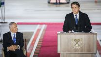 רה"מ נתניהו ונשיא ברזיל, ז'איר בולסונארו, בנתב"ג (צילום: נועם רבקין פנטון/פלאש90)