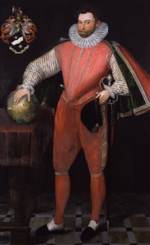 דיוקן של גיבור או פיראט? דיוקנו של סר פרנסיס דרייק, אמן לא ידוע 1581 מקור גלריית הדיוקנאות הלאומית הבריטית (National Portrait Gallery) .