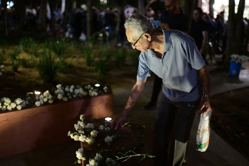ציון יום הזיכרון לשואה ולגבורה תשע"ט במרכז הגאה בגן מאיר, תל אביב (צילום: תומר נויברג/פלאש90)