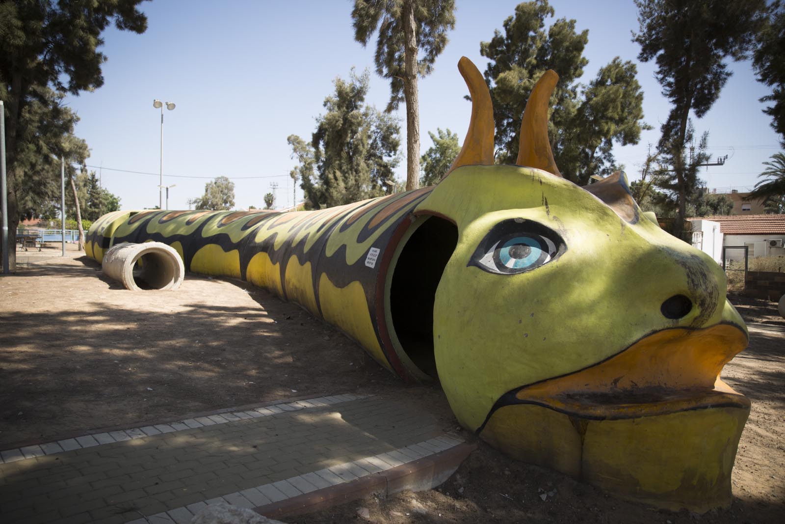 Fortified play-structure in a playground that serves as a bomb-shelter, Sderot. (Flash90/Hadas Farush)