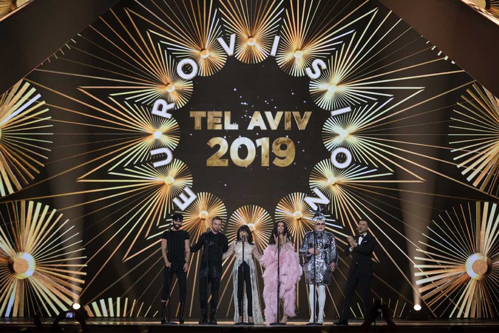 מנחי אירוויזיון 2019 בתל אביב במהלך החזרה הגנרלית לגמר האירוויזיון 2019 בתל אביב (צילום: הדס פרוש/פלאש90)