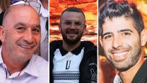 שלושה מהרוגי תאונת המנוף ביבנה. מימין לשמאל: יוני סבג ז"ל, בן דקלו ז"ל, וגיל חזאזי ז"ל