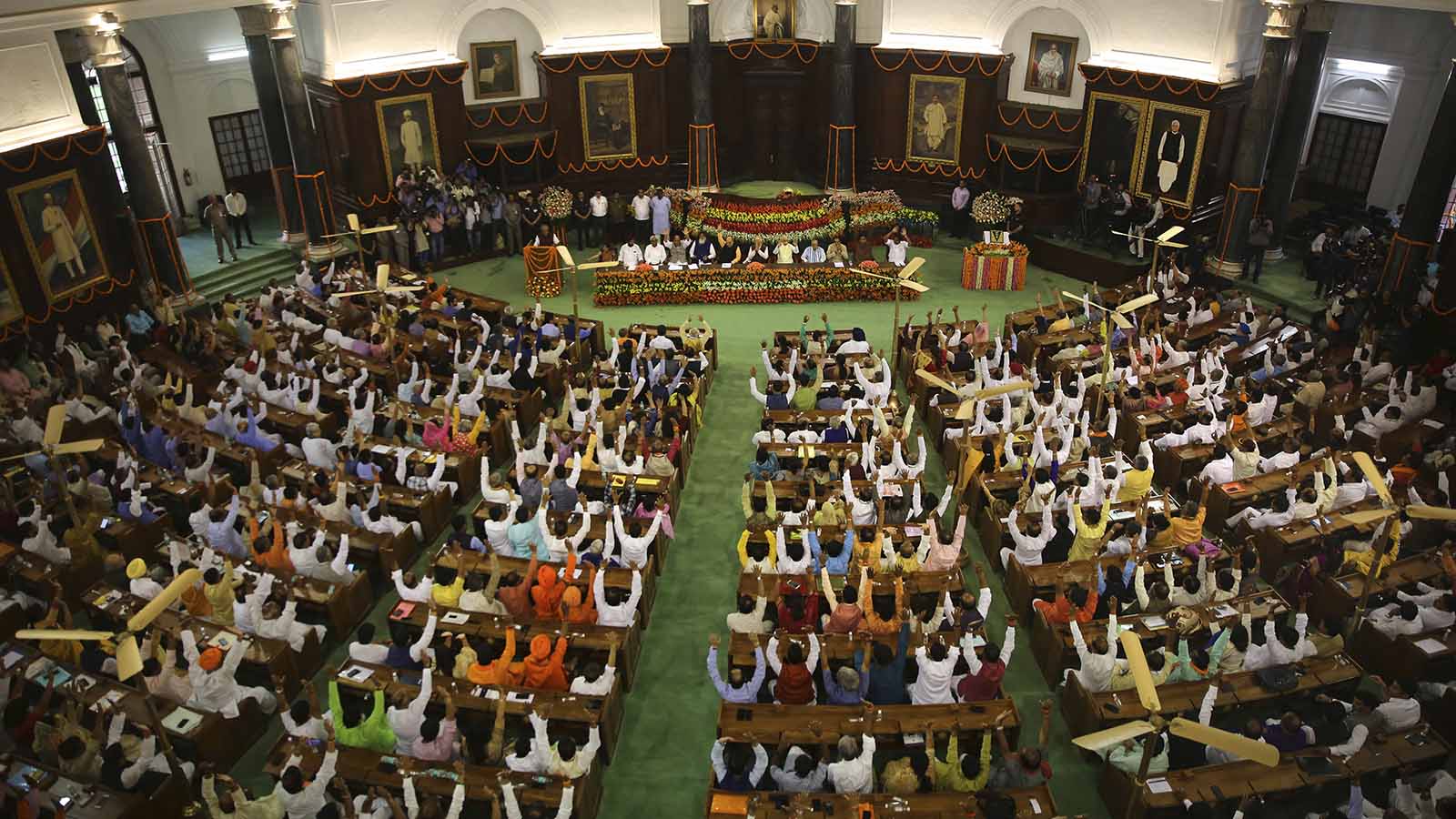 פרלמנט החדש בהודו בהובלת נרנדרה מודי. (AP Photo/Manish Swarup)