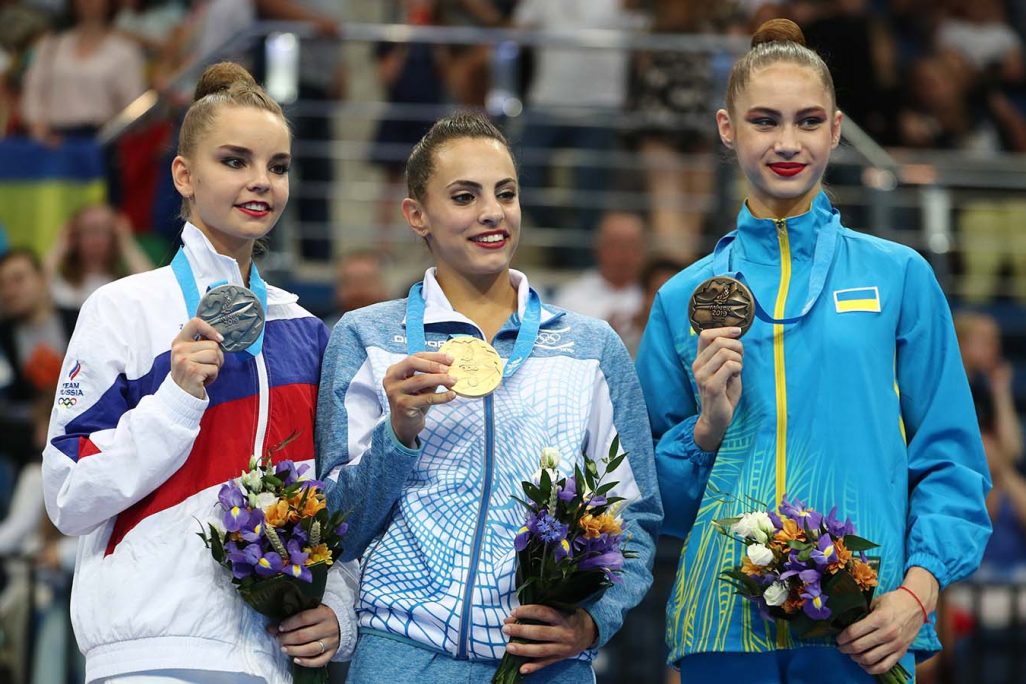 לינוי אשרם זוכה במדליית הזהב במשחקי אירופה במינסק
(Photo by Sergei BobylevTASS via Getty Images)
