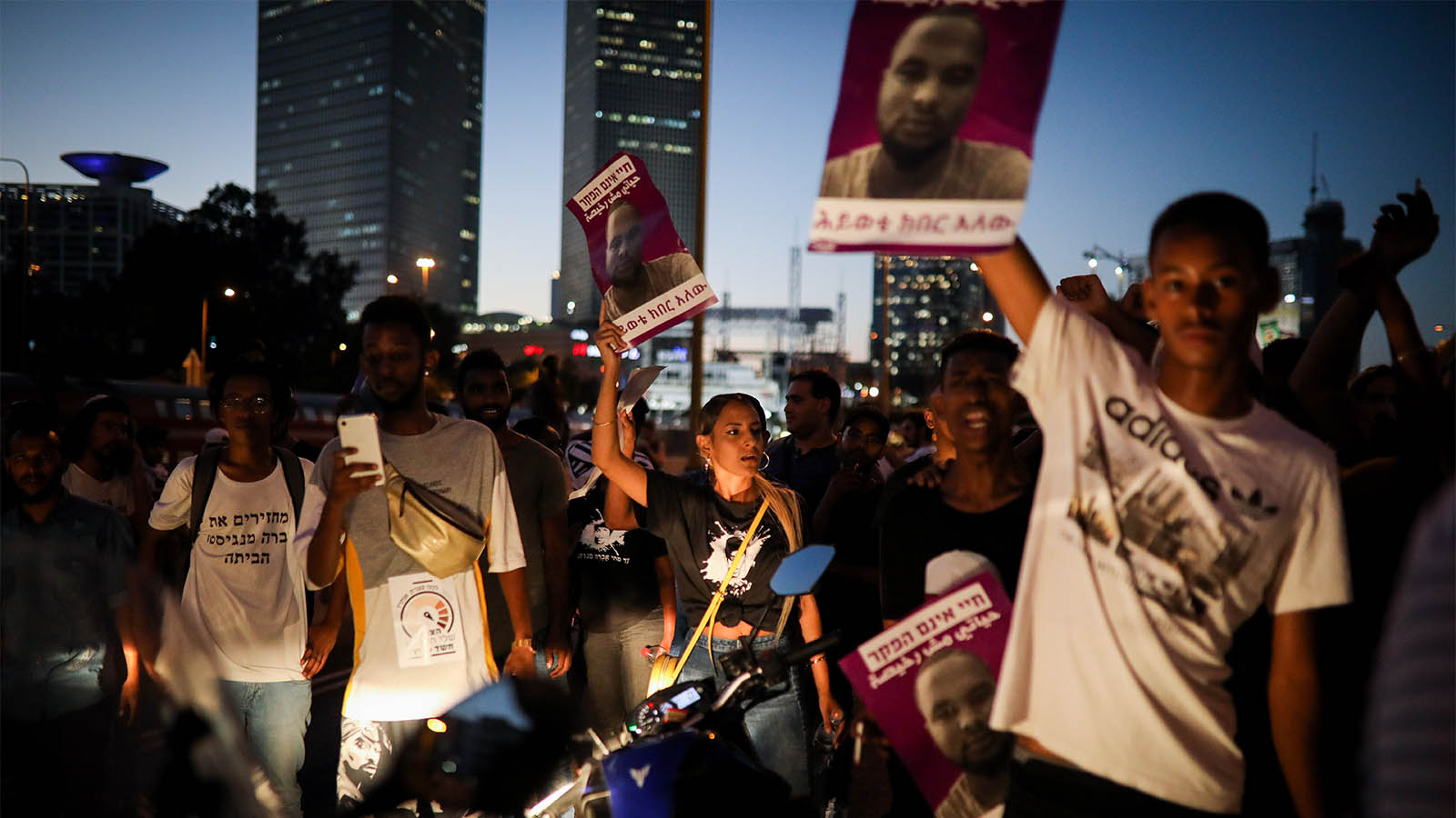 Ethiopian Israelis and supporters protest following the death of 19-year-old Ethiopian, Solomon Tekah who was shot and killed few days ago in Kiryat Haim by an off-duty police officer, in Tel Aviv, July 2, 2019. Photo by Hadas Parush/Flash90