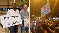 מחאה מול היועץ המשפטי לממשלה כנגד השחיתות (צילום: גונן בן יצחק) | מחאה כנגד האלימות המשטרתית מול ביתו של היועמ"ש (צילום: קוני)