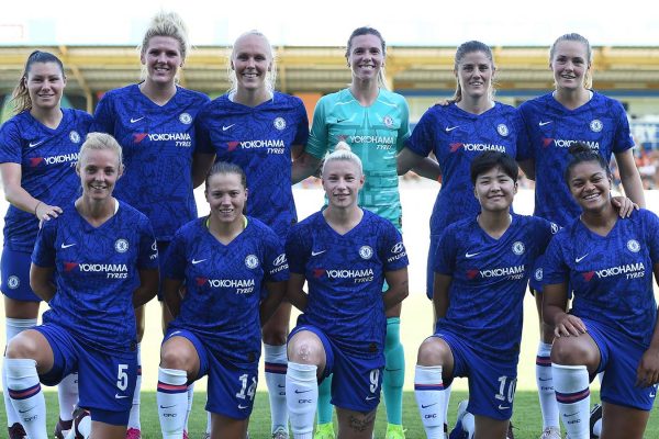 שחקניות קבוצת הנשים של צ'לסי. 8 באוגוסט 2019 (Photo by Harriet Lander - Chelsea FC/Chelsea FC via Getty Images)