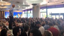 אסיפת ההסברה שנערכה היום לעובדי פלאפון במשרדי החברה על שביתת אזהרה כללית . 19 בספטמבר 2019. (קרדיט: דוברות ההסתדרות)