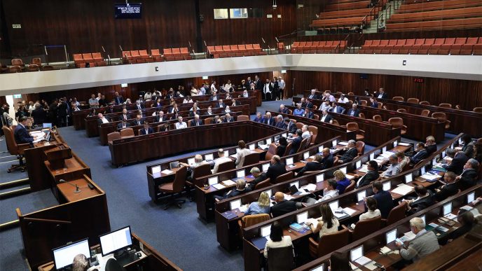 The Plenum Hall at the Knesset 2019. (Photo by Noam Revkin Fenton/Flash90)