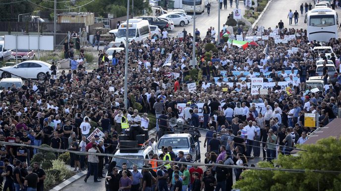Israeli Arabs protest against violence, organised crime and recent killings in the Arab town of Majd al-Krum, Northern Israel. October 3, 2019. Photo by David Cohen/FLASH90