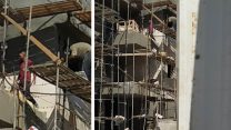 אתר בנייה במזכרת בתיה, בו נפל עובד שמאוחר יותר מת מפצעיו. (צילום: הקבוצה למאבק בתאונות בניין ותעשייה)
