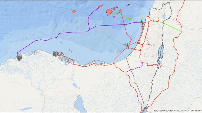 מפת אפשרויות התשתית לייצוא הגז למצרים (קרדיט: דלק קידוחים)