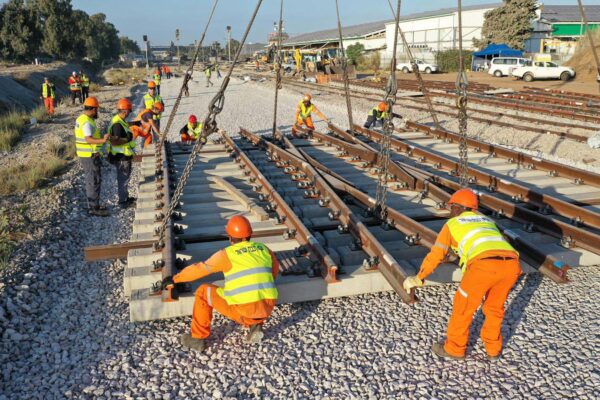 עבודות תשתית של רכבת ישראל בנתניה. (צילום ארכיון: CloudView- צילומי אוויר; רכבת ישראל)
