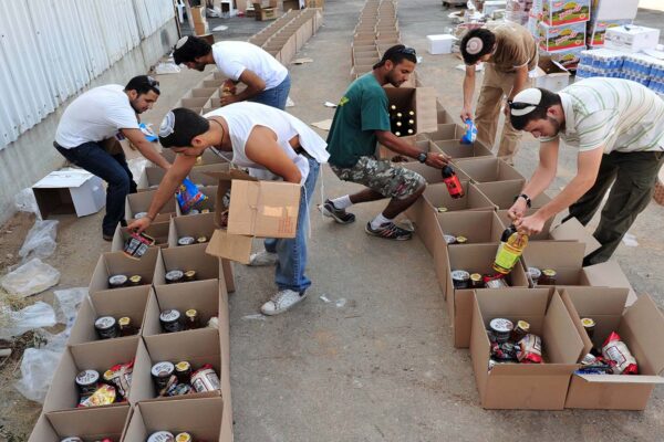 מתנדבים אורזים מזון לנזקקים לקראת החגים. ארכיון (צילום: ChameleonsEye / Shutterstock.com)