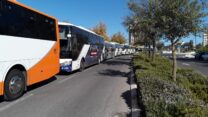 שיירות אוטובוסים במחאה על החלטת החשב הכללי שלא להעביר את התקציבים הנדרשים לדלק ולהפעלת התחבורה הציבורית (צילום באדיבות פורום תח"צ)