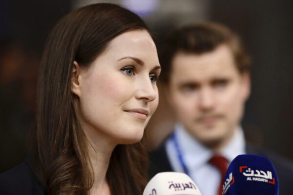 ראשת ממשלת פינלנד, סאנה מרין (AP Photo/Olivier Matthys)