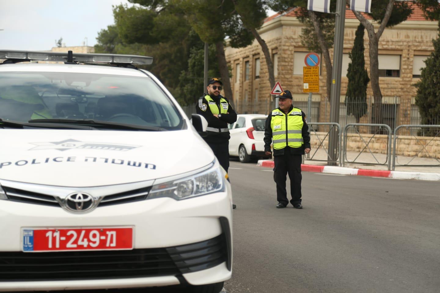 היערכות המשטרה וחסימות כבישים בירושלים לקראת הגעת מנהיגי עולם לעיר, 22 בינואר 2020 (צילום: דוברות המשטרה)