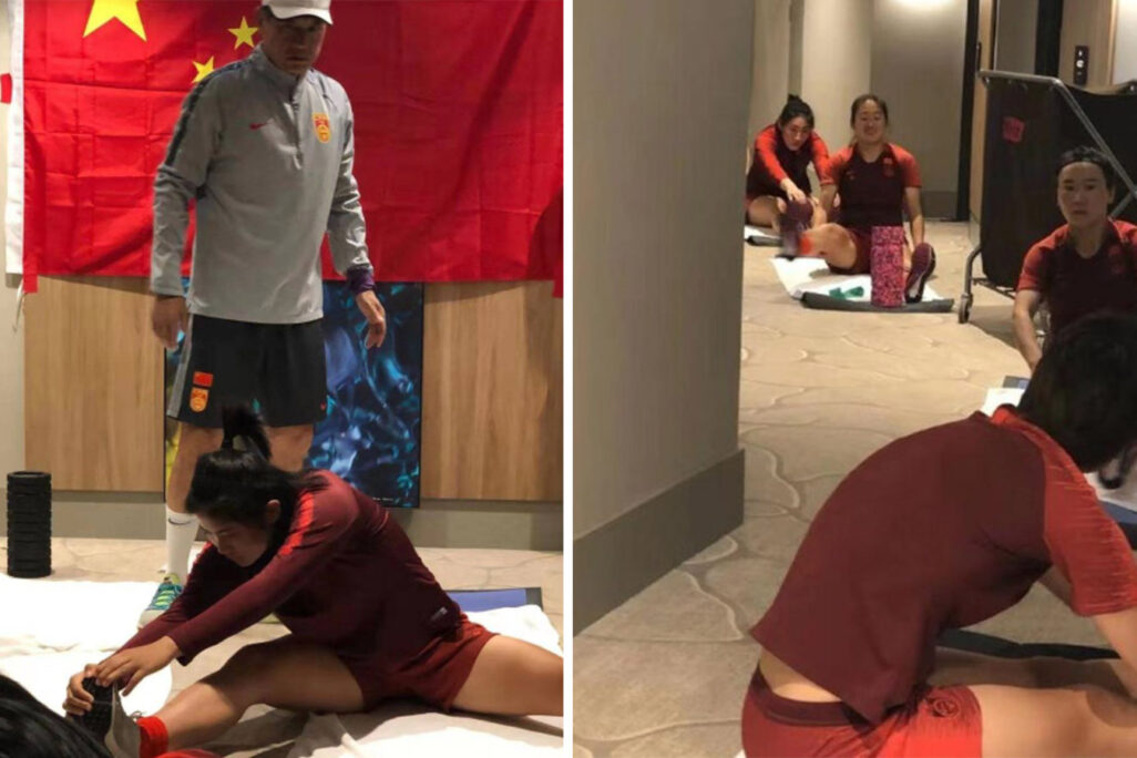 שחקניות בנחרת הכדורגל של סין בהסגר במלון באוסטרליה (Photo: @titan_plus/Twitter)