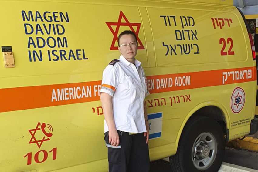 Anat Gilgal, Magen David Adom paramedic. "We work around the clock. It's like one long day that never ends." (Photograph: Magen David Adom)